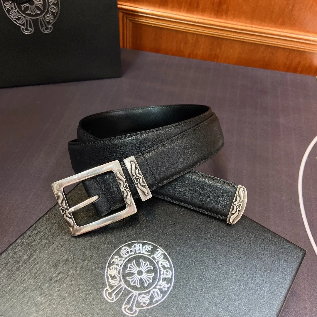 𝐂𝐡𝐫𝐨𝐦𝐞𝐇𝐞𝐚𝐫𝐭𝐬 Crow Heart Japanese Pin Buckle Belt [Fixed Style], the brass silver-plated buckle is paired with an imported wax leather belt, which is very cool. Width 3.0cmp520